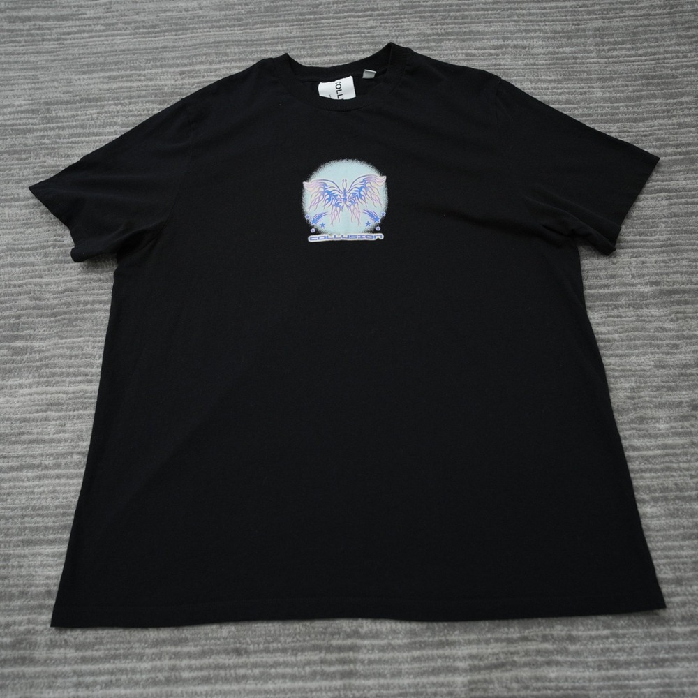 Collusion T-Shirt Men Black 100% Cotton Made in Turkey Limited Crew Tee 3XL